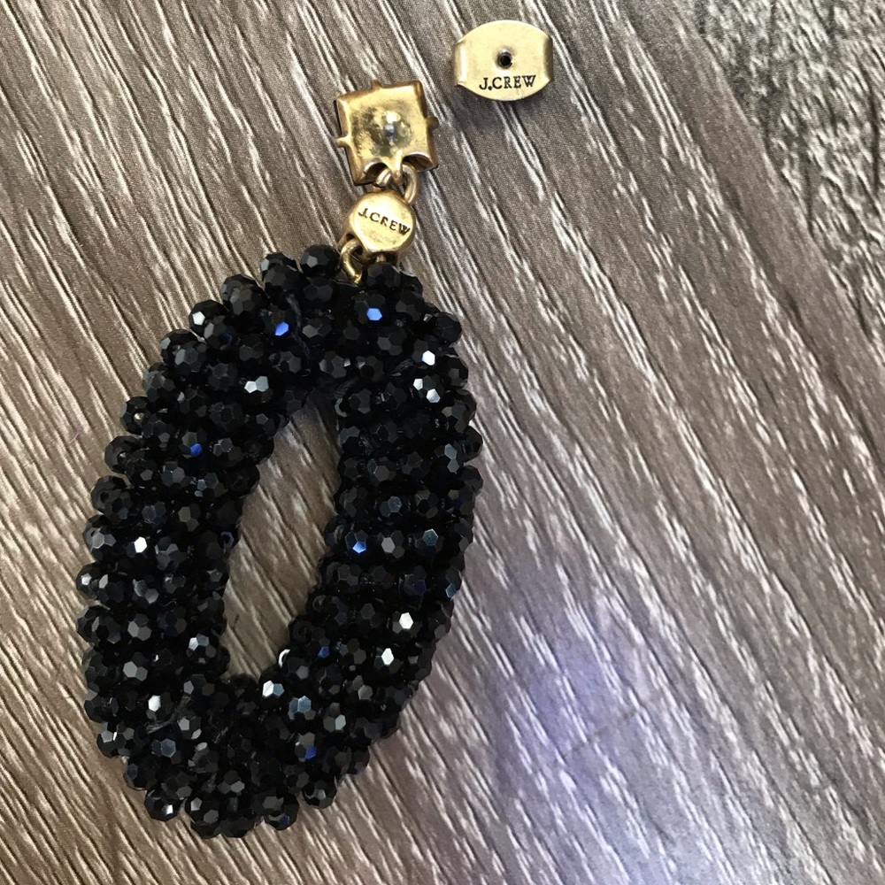 J.Crew Beaded Oval Dangle Earrings Black NEW - Picture 3 of 5